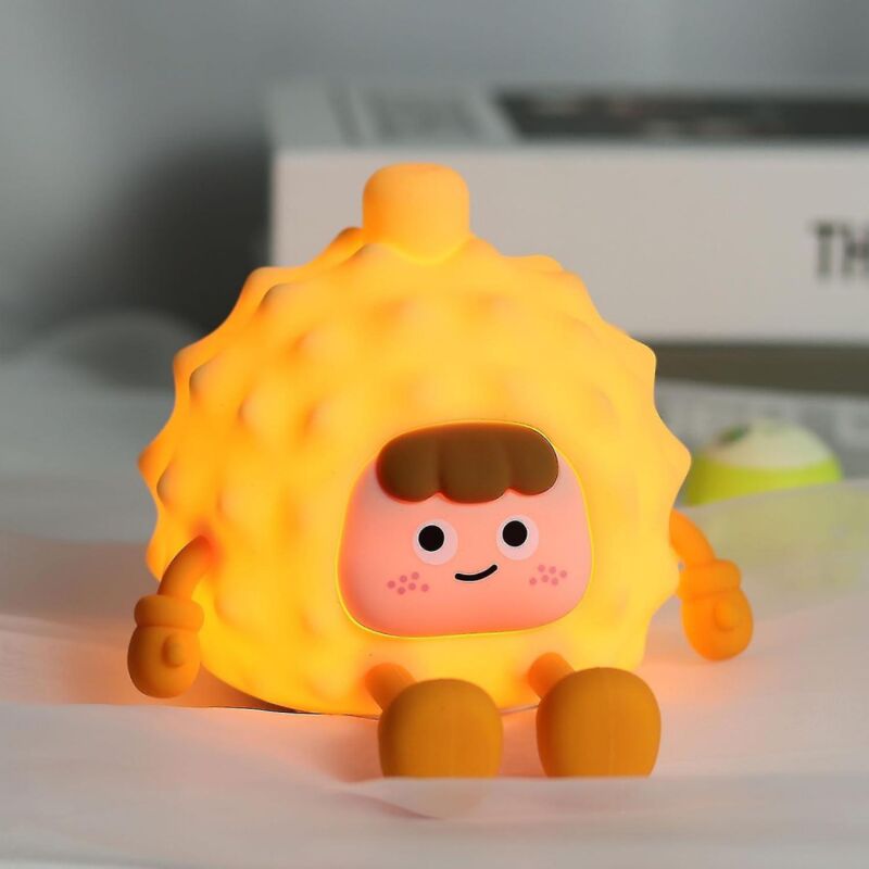 foto del prodotto bebusingoto simpatica luce notturna a led durian, lampada da camera in silicone, ricaricabile, sensore tattile, lampada da comodino, regalo per