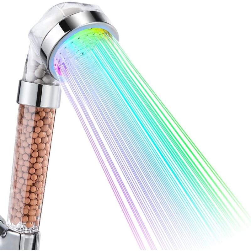foto del prodotto bebusingoto soffione doccia a led, soffione doccia per bagno, doccetta a led a 7 colori, soffione doccia ad alta pressione, spruzzatore per il