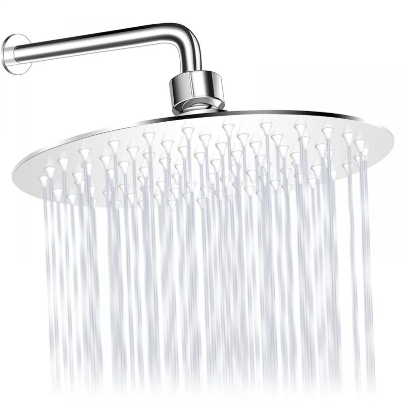 foto del prodotto bebusingoto soffione doccia a pioggia, soffione doccia rotondo in acciaio inox 304 da 20 cm con gel di silice antibloccaggio