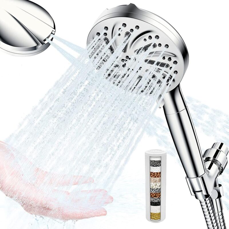 foto del prodotto bebusingoto soffione doccia con filtro a 15 stadi, soffione doccia anticalcare, soffione doccia con 10 modalit di getto, soffione doccia a