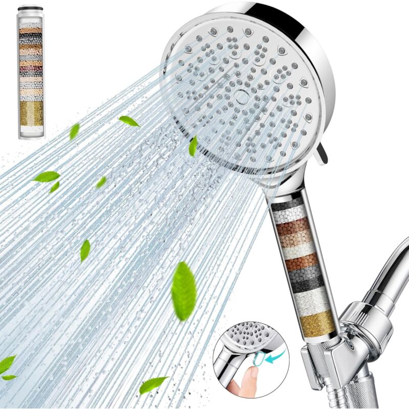 foto del prodotto bebusingoto soffione doccia filtrato con 6 modalit di getto, soffione doccia portatile ad alta pressione con filtri, addolcitore d acqua, filtro