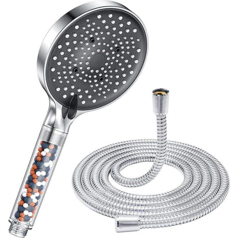 foto del prodotto bebusingoto soffione doccia in acciaio inox a risparmio idrico con tubo flessibile da 1,5 m, 6 modalit di spruzzo, cromato