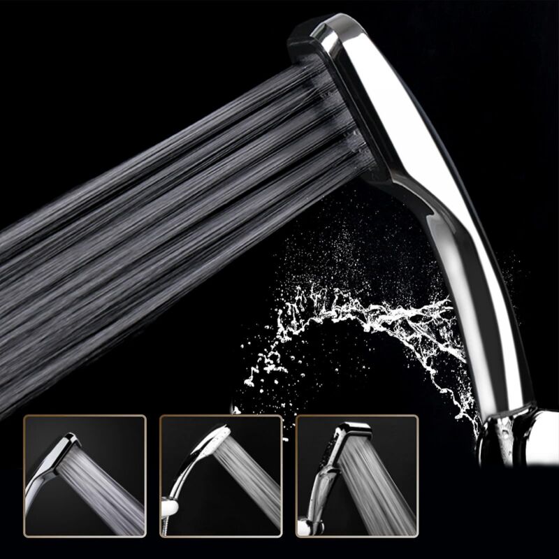 foto del prodotto bebusingoto soffione doccia portatile con 300 fori, 300 turbo, alta pressione, risparmio idrico del 30 , cromato classe energetica a 