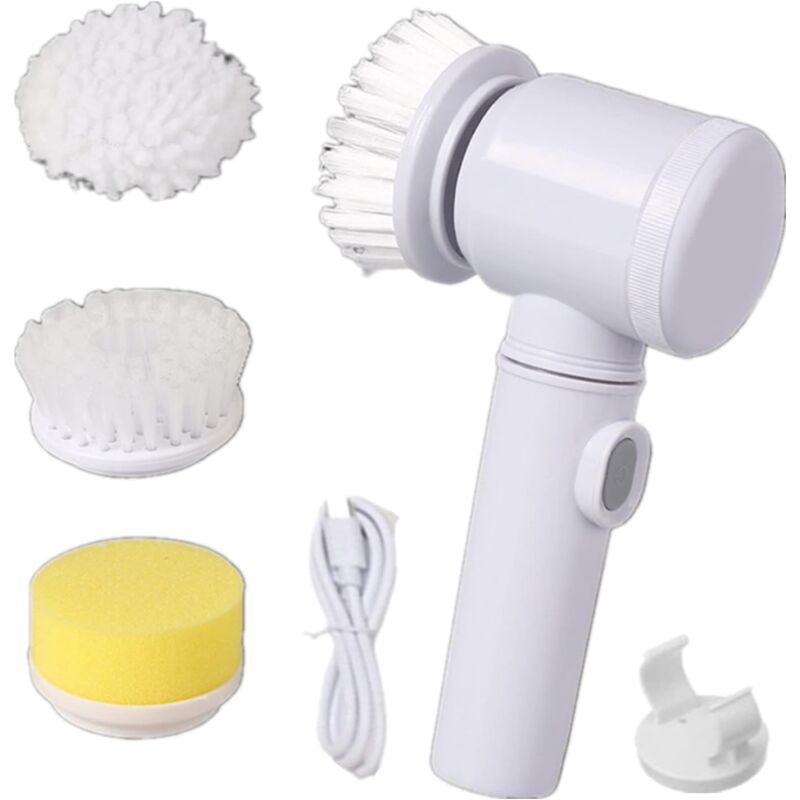 foto del prodotto bebusingoto spazzola elettrica per la pulizia, spazzola rotante portatile con 3 testine, kit di pulizia automatica per vasca da bagno e cucina.