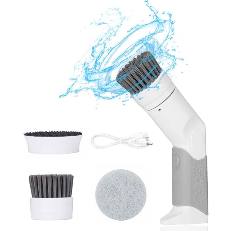 foto del prodotto bebusingoto spazzola elettrica portatile per la pulizia, ricaricabile tramite usb, con rotazione a 360 , adatta per cucina e bagno.