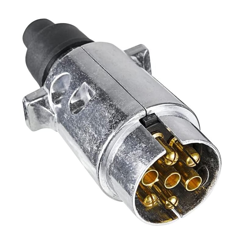 foto del prodotto bebusingoto spina per rimorchio in metallo a 7 pin, connettore per spina per rimorchio in metallo maschio a 7 pin impermeabile da 12 v, per