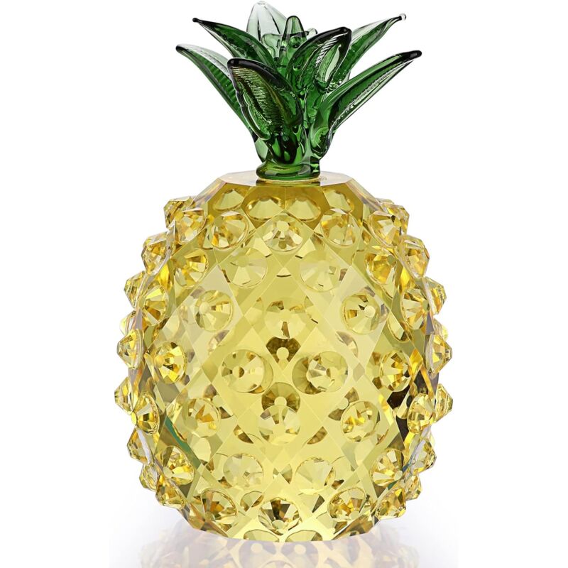 foto del prodotto bebusingoto statuina di ananas di cristallo ornamento decorativo di ananas di cristallo scultura da collezione di frutta di cristallo, per la