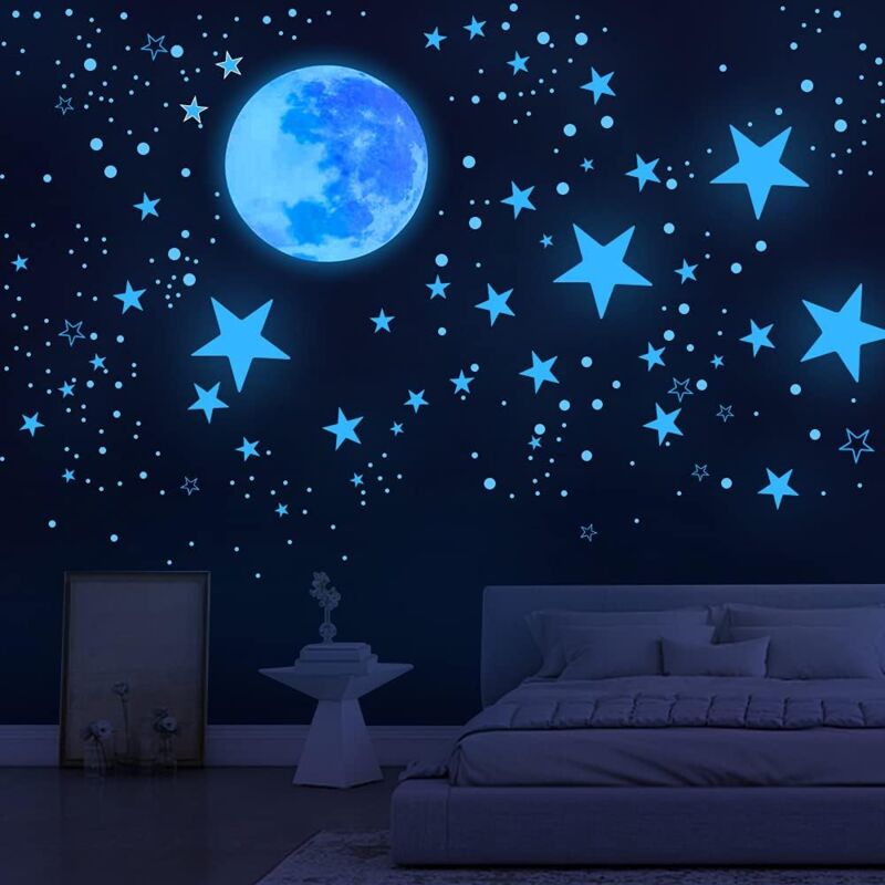 foto del prodotto bebusingoto stelle fosforescenti per il soffitto, decorazioni a forma di stella per la camera da letto, decorazioni per la camera dei bambini, cose