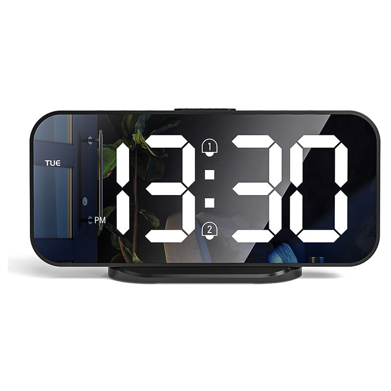 foto del prodotto bebusingoto sveglia digitale a led con doppia sveglia sveglia mattutina con funzione snooze orologio da comodino con specchio decorazione per