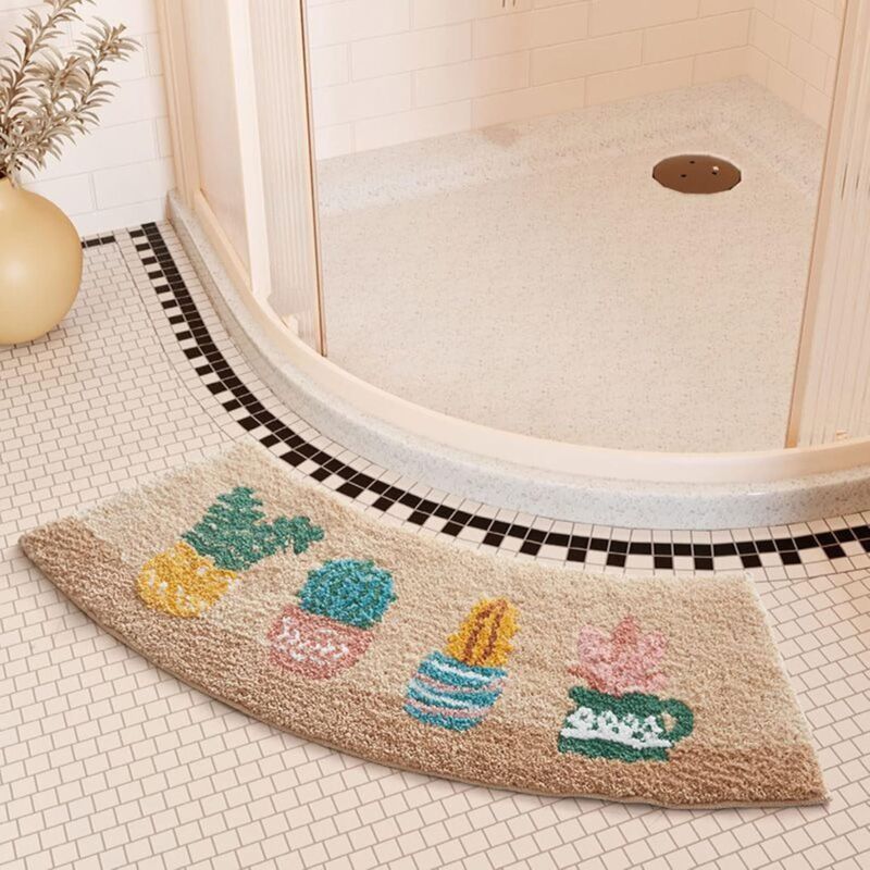 foto del prodotto bebusingoto tappetino da bagno angolare 40x75cm, antiscivolo, assorbente, morbido e confortevole, arrotondato, per la doccia