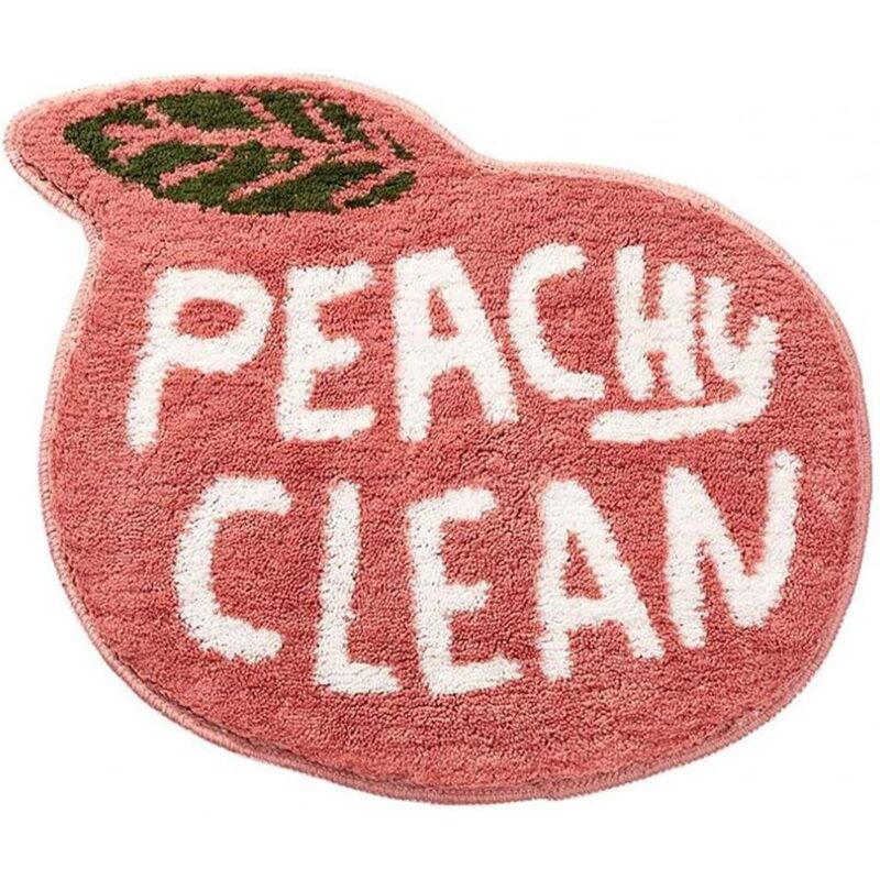 foto del prodotto bebusingoto tappetino da bagno antiscivolo, 55 x 63 cm, a forma di pesca corallo, in peluche assorbente.