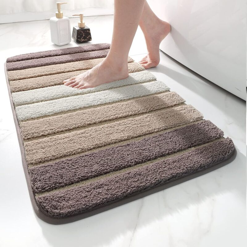 foto del prodotto bebusingoto tappetino da bagno antiscivolo, tappeto da bagno extra morbido, lavabile in lavatrice, assorbente, 50 x 80 cm, beige