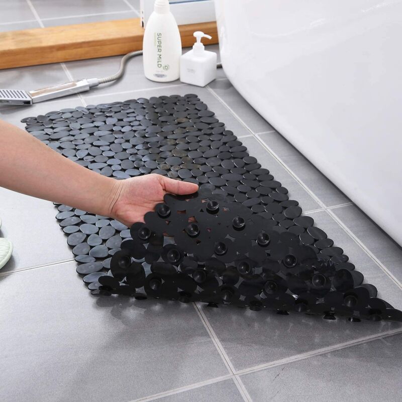 foto del prodotto bebusingoto tappetino da doccia antiscivolo rettangolare nero, tappetino da bagno antiscivolo, tappetino da bagno antiscivolo antimuffa per vasca