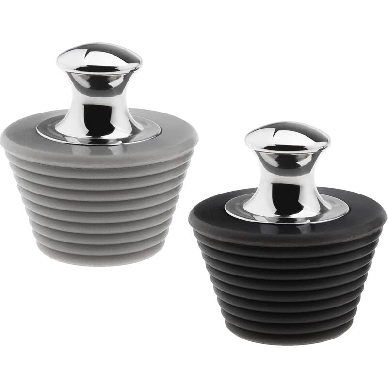 foto del prodotto bebusingoto tappo di scarico per vasca da bagno confezione da 2 , acciaio inossidabile 304, gel di silice, nero e grigio, gamma 45 29 mm