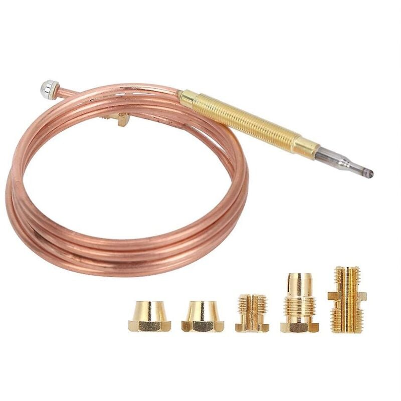foto del prodotto bebusingoto termocoppia di ricambio da 900 mm, termocoppia universale, termocoppia per riscaldatore camino barbecue, con 5 dadi montati