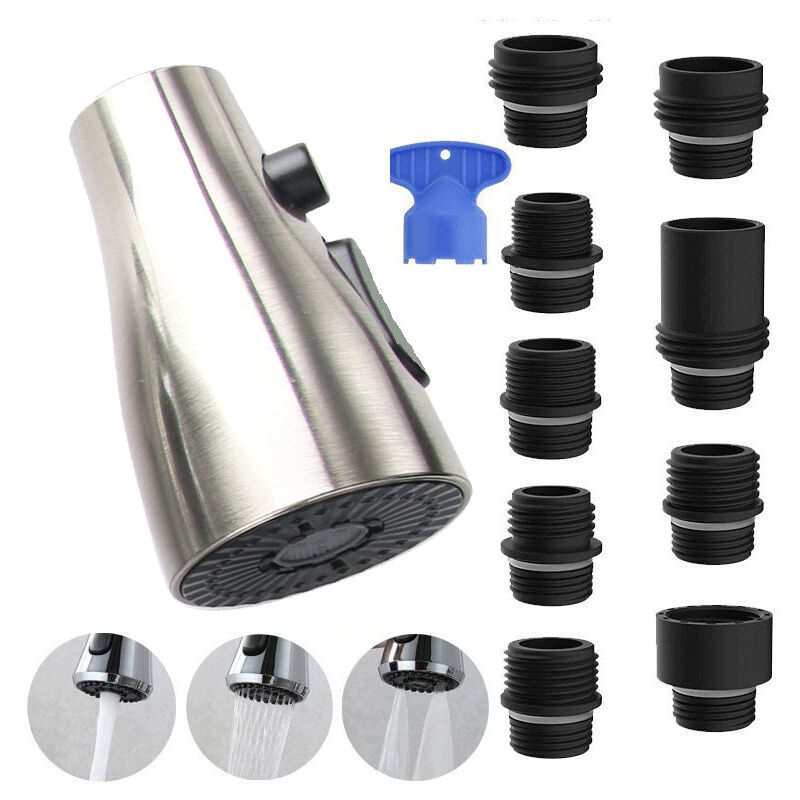 foto del prodotto bebusingoto testa di ricambio universale per rubinetto da cucina con kit di 9 adattatori, compatibile con rubinetti kohler moen delta, testa di