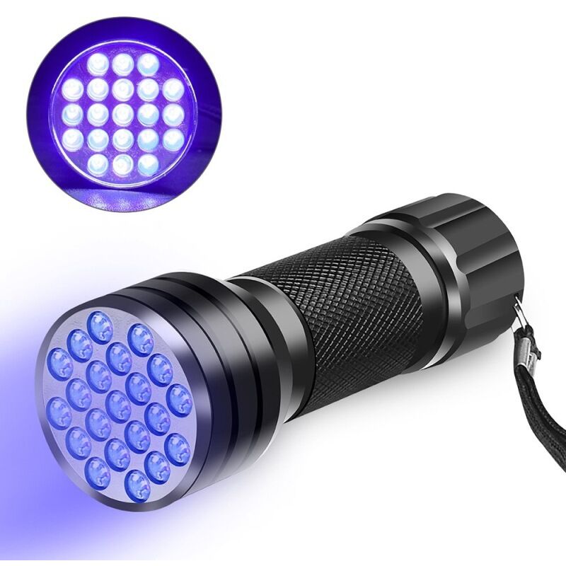 foto del prodotto bebusingoto torcia uv, 21 led ultravioletti, torcia da 395 nm, per traccianti fluorescenti urina di animali tappeti