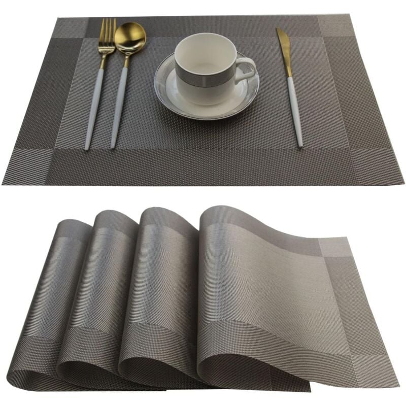 foto del prodotto bebusingoto tovagliette in plastica facili da pulire, lavabili, per cucina, tavolo da pranzo, resistenti al calore, in vinile intrecciato, set da