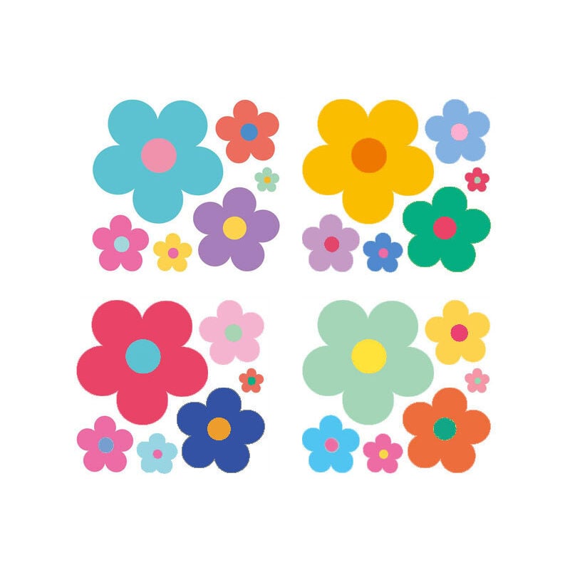foto del prodotto bebusingoto un set di adesivi murali a forma di fiori colorati, adesivi murali per soggiorno, camera da letto, cucina, bagno
