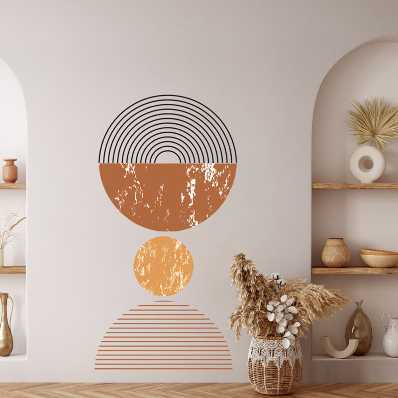 foto del prodotto bebusingoto un set di adesivi murali astratti boho, graziosi adesivi decorativi, decorazioni murali per camera da letto, bagno, soggiorno, ufficio