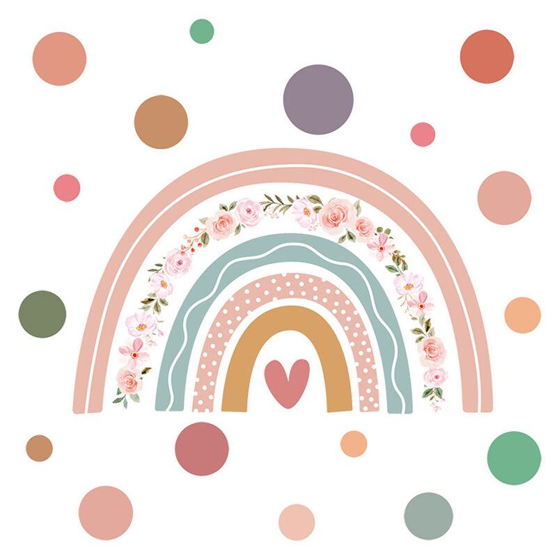 foto del prodotto bebusingoto un set di adesivi murali con fiori arcobaleno, adesivi decorativi, decorazioni murali per camera da letto, bagno, soggiorno, ufficio