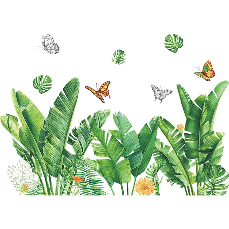 foto del prodotto bebusingoto un set di adesivi murali con piante, fiori e farfalle, adesivi murali per soggiorno, camera da letto, cucina, bagno
