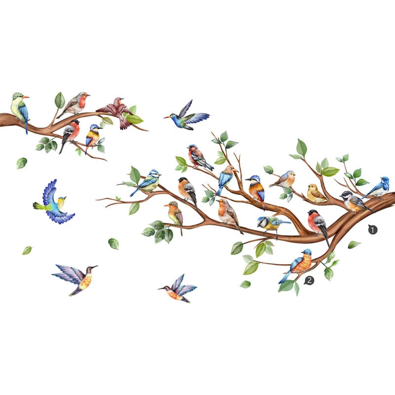 foto del prodotto bebusingoto un set di adesivi murali con uccelli sui rami degli alberi, adesivi murali, decorazioni murali
