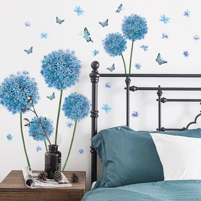 foto del prodotto bebusingoto un set di adesivi murali dandalion farfalle piante natura, adesivi murali per soggiorno camera da letto cucina bagno