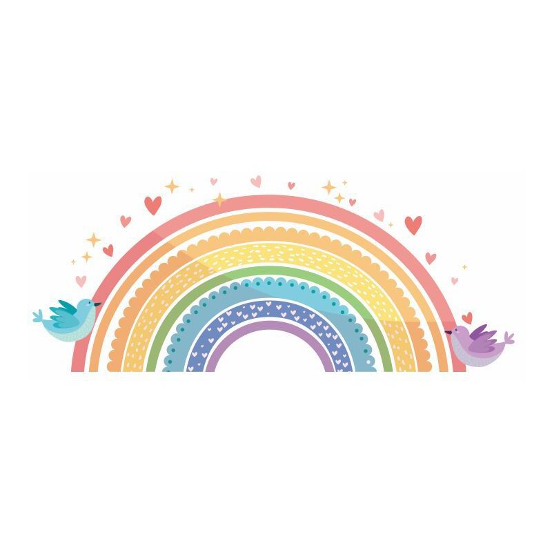 foto del prodotto bebusingoto un set di adesivi murali, uccelli arcobaleno e stelle, decorazioni murali per soggiorno, ufficio, camera da letto, cucina, adesivi