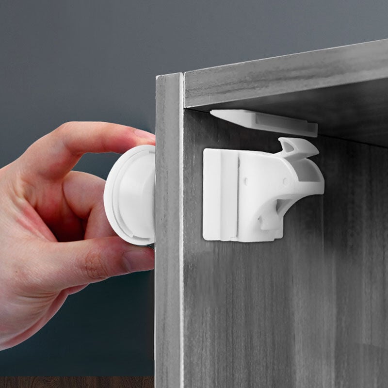 foto del prodotto bebusingoto unit cassetto magnetica di sicurezza per bambini colla di aiuto all installazione sicurezza per armadietti per bambini, serratura per