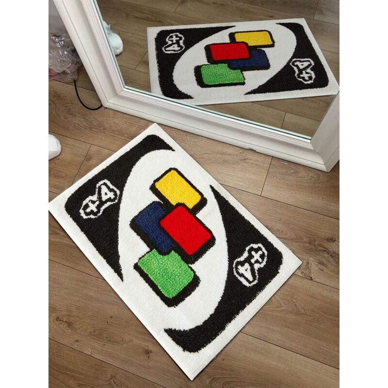 foto del prodotto bebusingoto uno tappeto a forma di carta, antiscivolo, lavabile, moderno, astratto, carino, unico, tappetino da bagno per bagno, camera da letto,