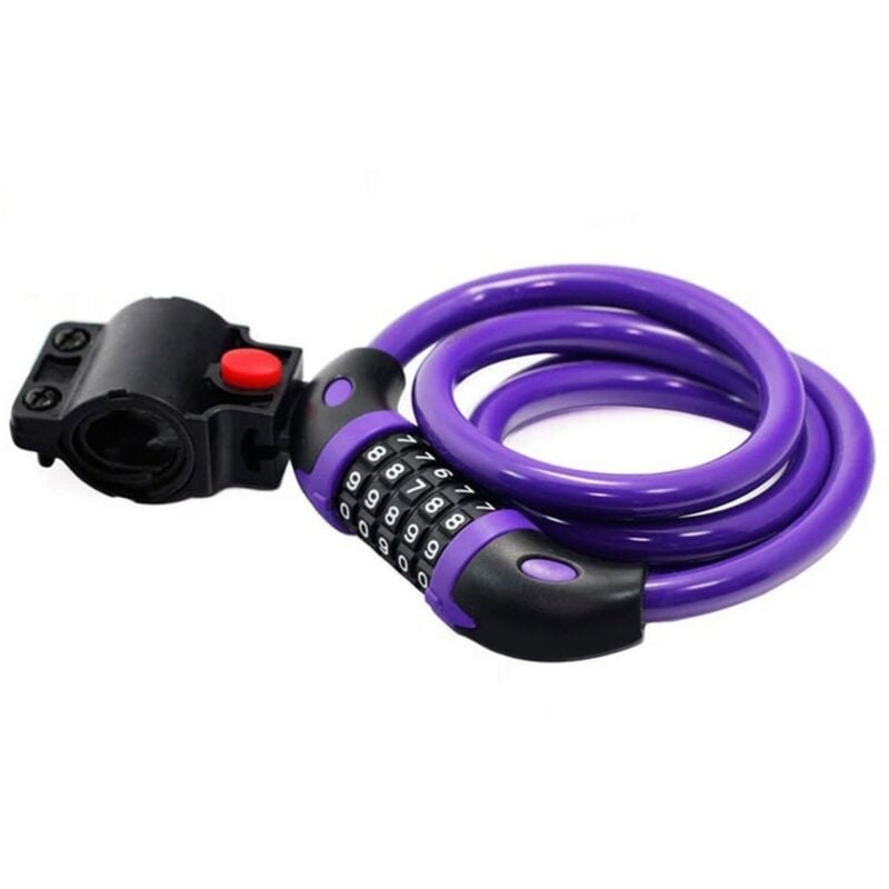 foto del prodotto bebusingoto viola lucchetto per bici, lunghezza 120 cm x 12 mm, con codice intelligente a 5 cifre, lucchetto a cavo per scooter, portabici e