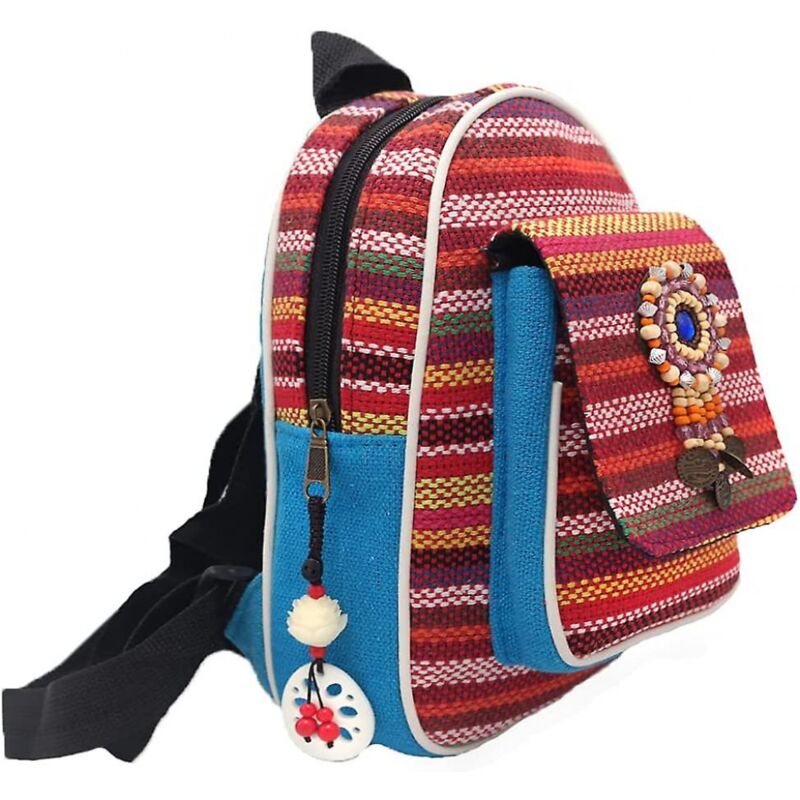 foto del prodotto bebusingoto zaino per bambine, colorato, stile hippie, casual, con nappe, fatto a mano, stile retr , stile boho, da viaggio e da spiaggia, regalo