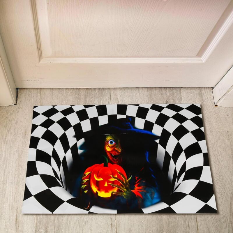 foto del prodotto bebusingoto zerbino di halloween 40x60cm con motivo strega 3d, zerbino d ingresso, decorazioni di halloween, tappetino per interni ed esterni