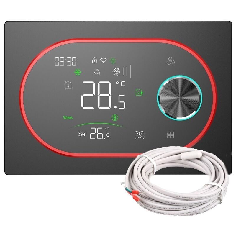 foto del prodotto beca termostato smart wifi bac 9000alwe fan coil con sonda expert4house edition nero e rosso
