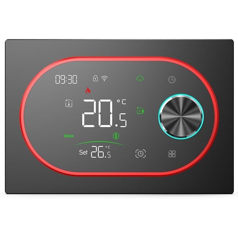 foto del prodotto beca - termostato smart zigbee bht-9000galzb expert4house edition nero e rosso