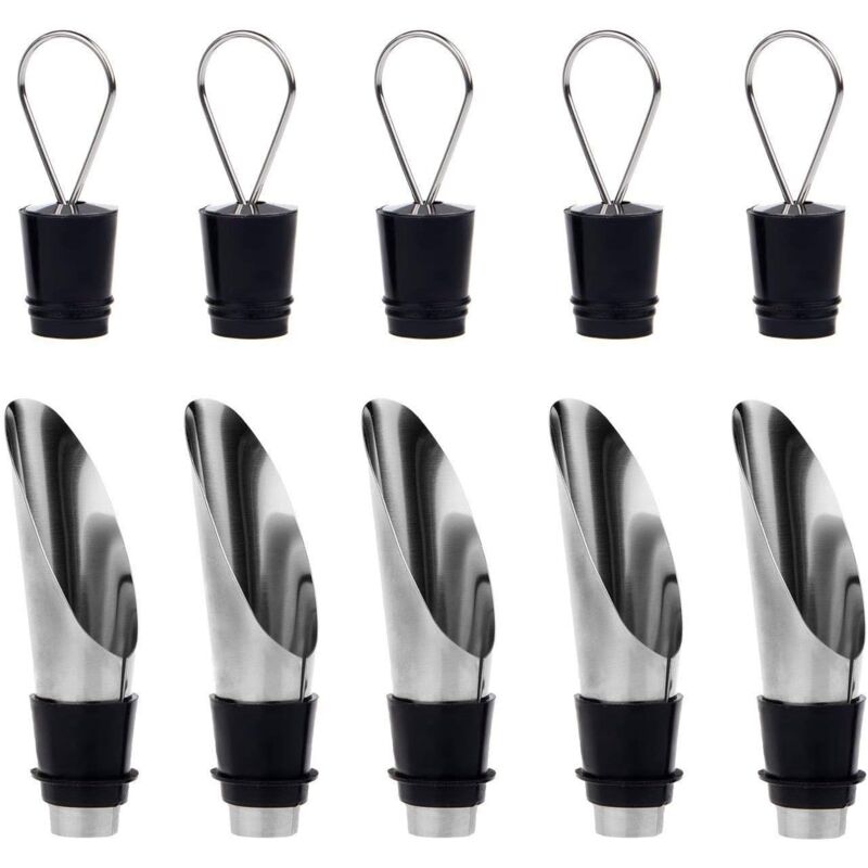 foto del prodotto beccuccio per bottiglie in acciaio inossidabile 2 in 1 e aeratore per lattine con tappo set regalo per bottiglie e vino confezione da 5 sollbry