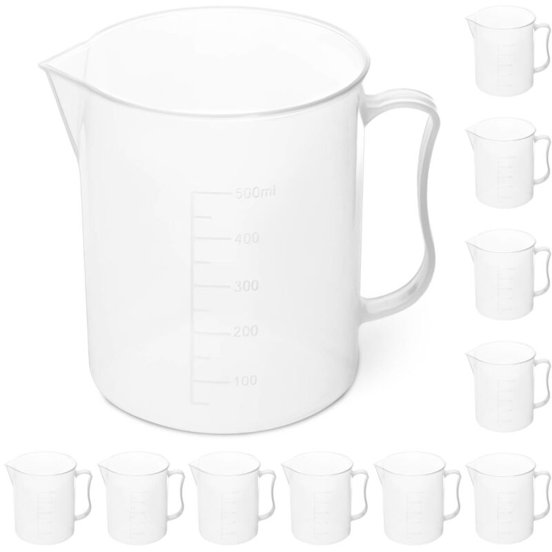 foto del prodotto becher da laboratorio in plastica con graduazione da 500 ml - 10 pz.