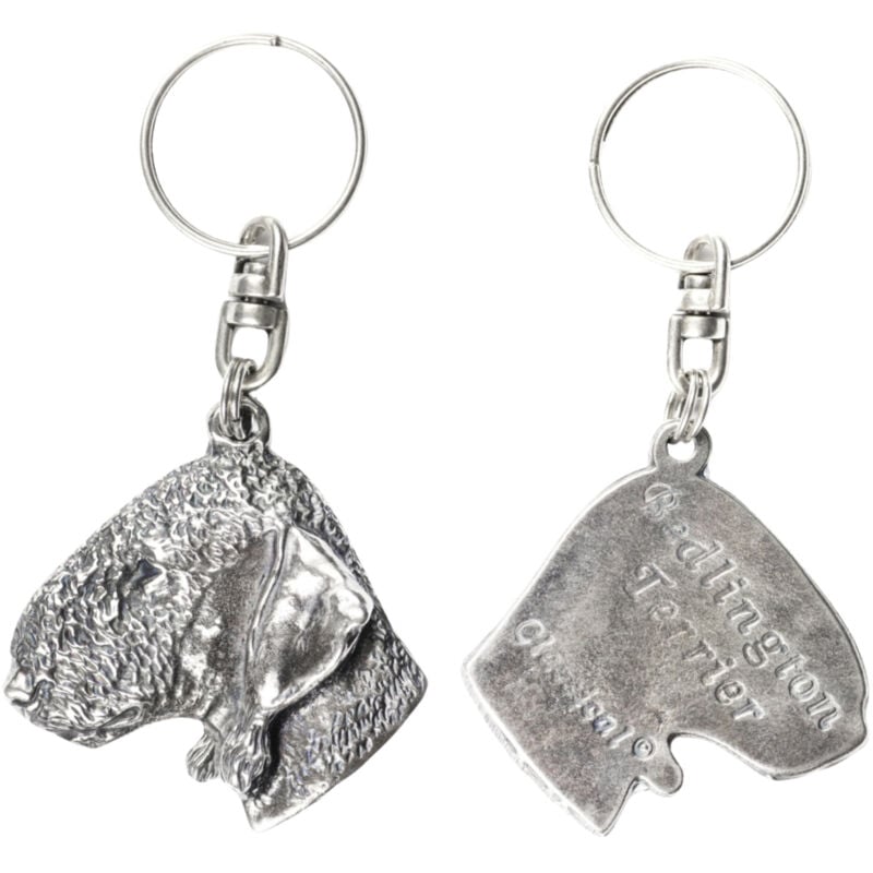 foto del prodotto bedlington terrier, rothbury terrier - portachiavi per cani placcato argento, decorazione per borsa, ciondolo per zaino di art-dog