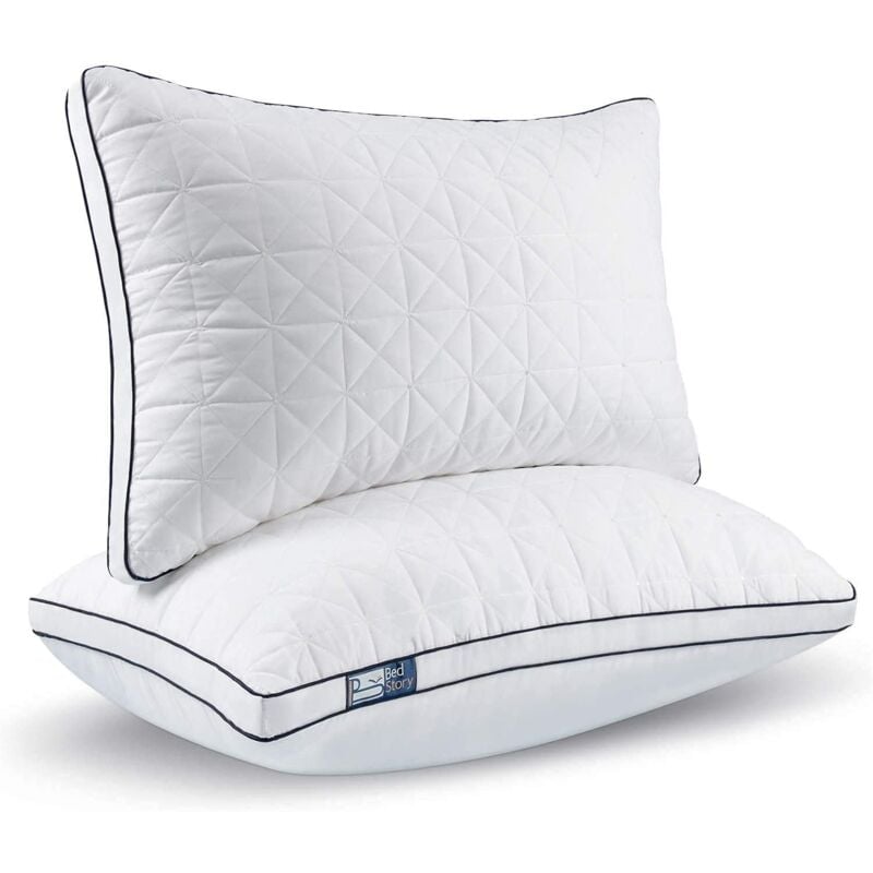 foto del prodotto bedstory set di 2 cuscini 42x70 cm, cuscini letto matrimoniale memory, morbido cuscino trapuntato per dormire in microfibra, cuscini letto media