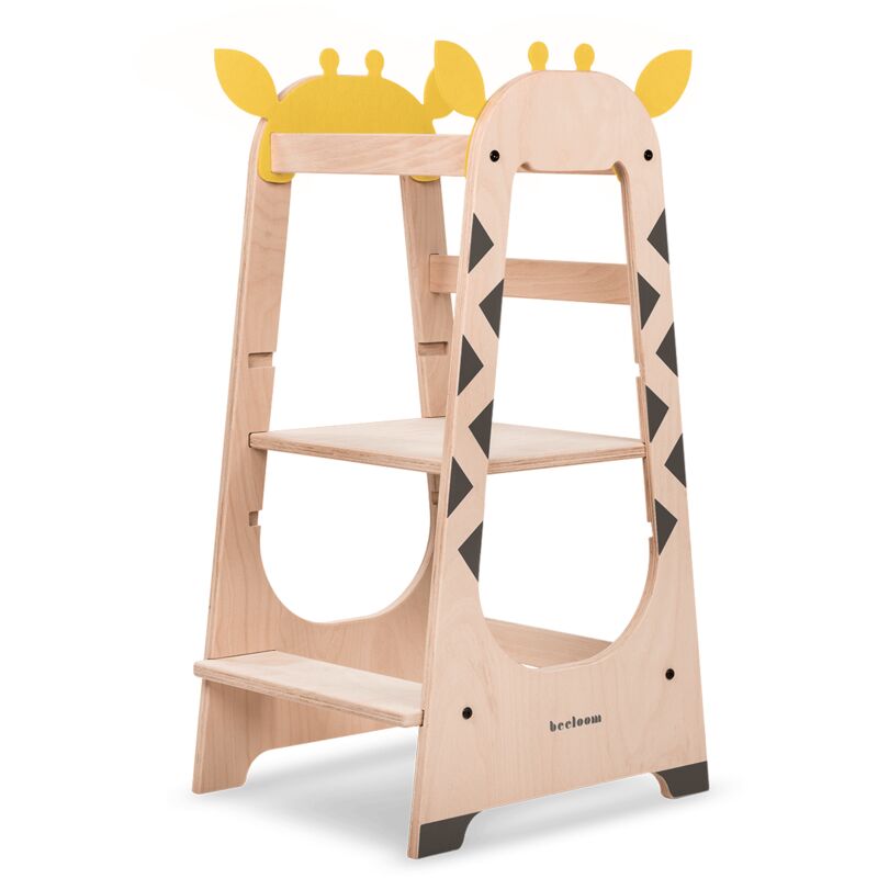 foto del prodotto beeloom torre didattica montessori in legno torre della giraffa, per bambini con altezza regolabile design esclusivo et consigliata 18 mesi