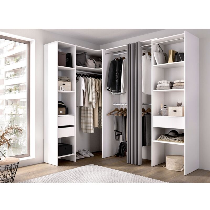 foto del prodotto befara armadio completo d angolo con cassetti pergamo bianco