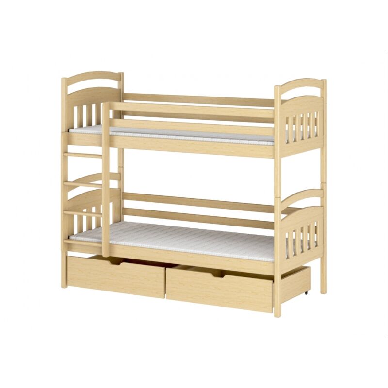 foto del prodotto befara letto a castello per bambini divisibile in legno con cassetti inferiori kalas naturale 80 x 180 
