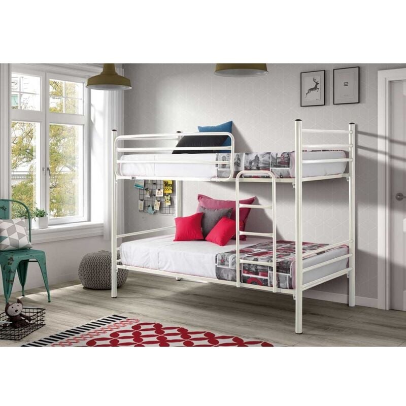 foto del prodotto befara letto metallico polar bianco 90 x 190 senza letto aggiuntivo