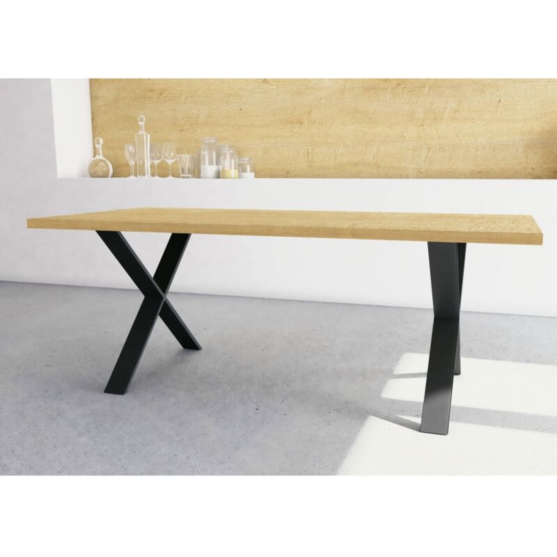 foto del prodotto befara tavolo rettangolare stile industriale claxon rovere hamilton nero opaco
