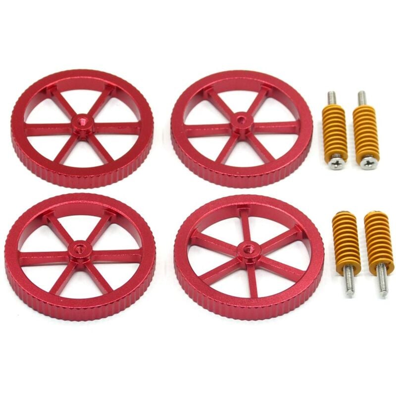 foto del prodotto befenybay 4 dadi di livellamento a mano in alluminio, diametro 60 mm, 4 molle per letto caldo, 4 viti m4 x 40 mm per stampante 3d creality cr 10