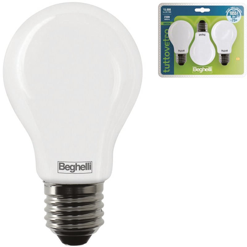 foto del prodotto beghelli lampada led goccia tuttovetro e27 in blister 8w 4000 k naturale 1055 lm 60x105h