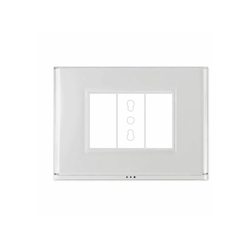 foto del prodotto beghelli placca luminosa 81231e per interruttore 3 moduli brain classic touch sensore crepuscolare