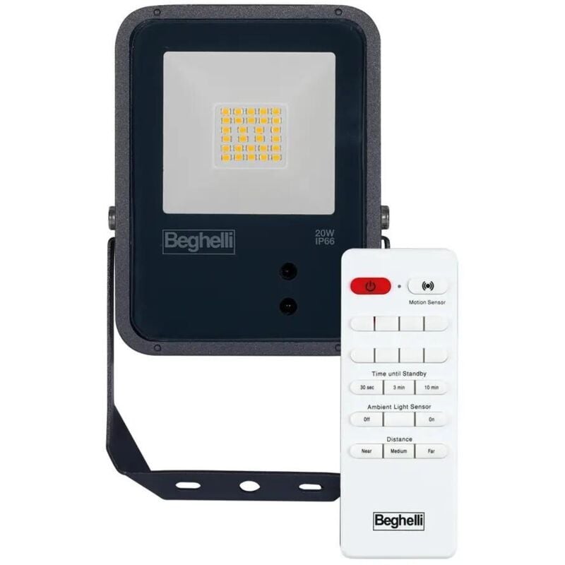 foto del prodotto beghelli proiettore floodlight fl led 10w nero ip66 sens 4k 86182