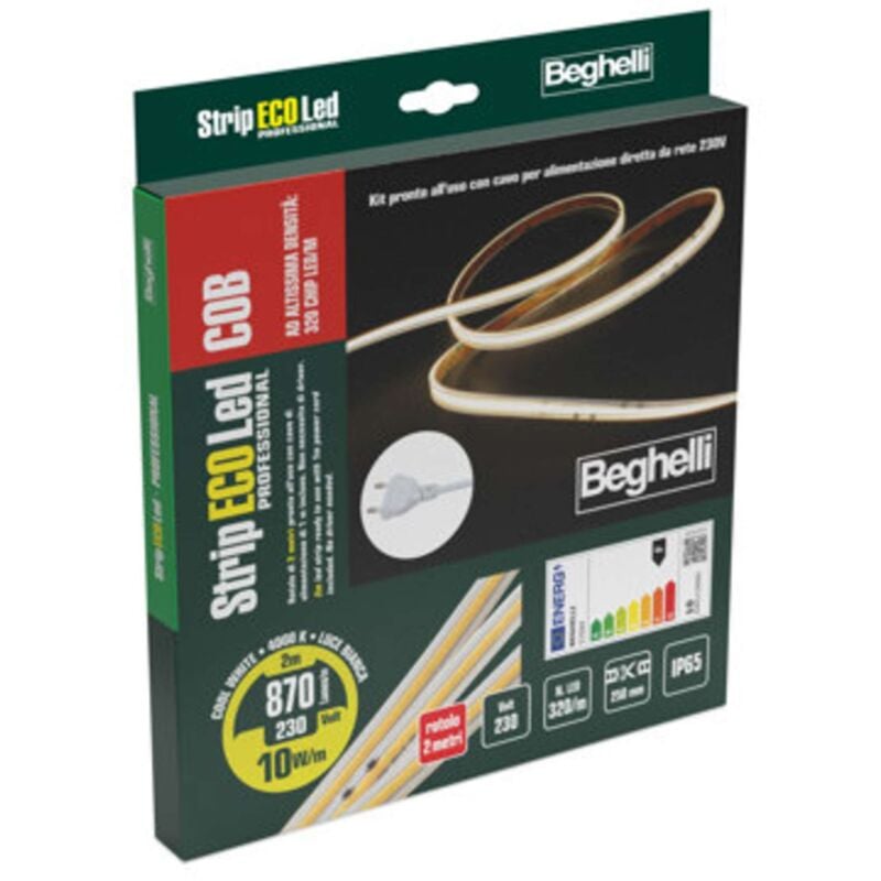 foto del prodotto beghelli strip led 230v 10w ip65 4000k 2 m
